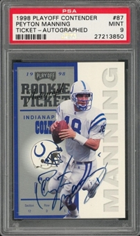 1998 Playoff Contenders Ticket #87 Peyton Manning Signed Rookie Card – PSA MINT 9